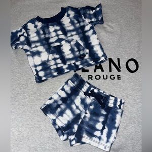 Gap Over Sized Shirt With Shorts - Navy Blue And White Tie Dye Set